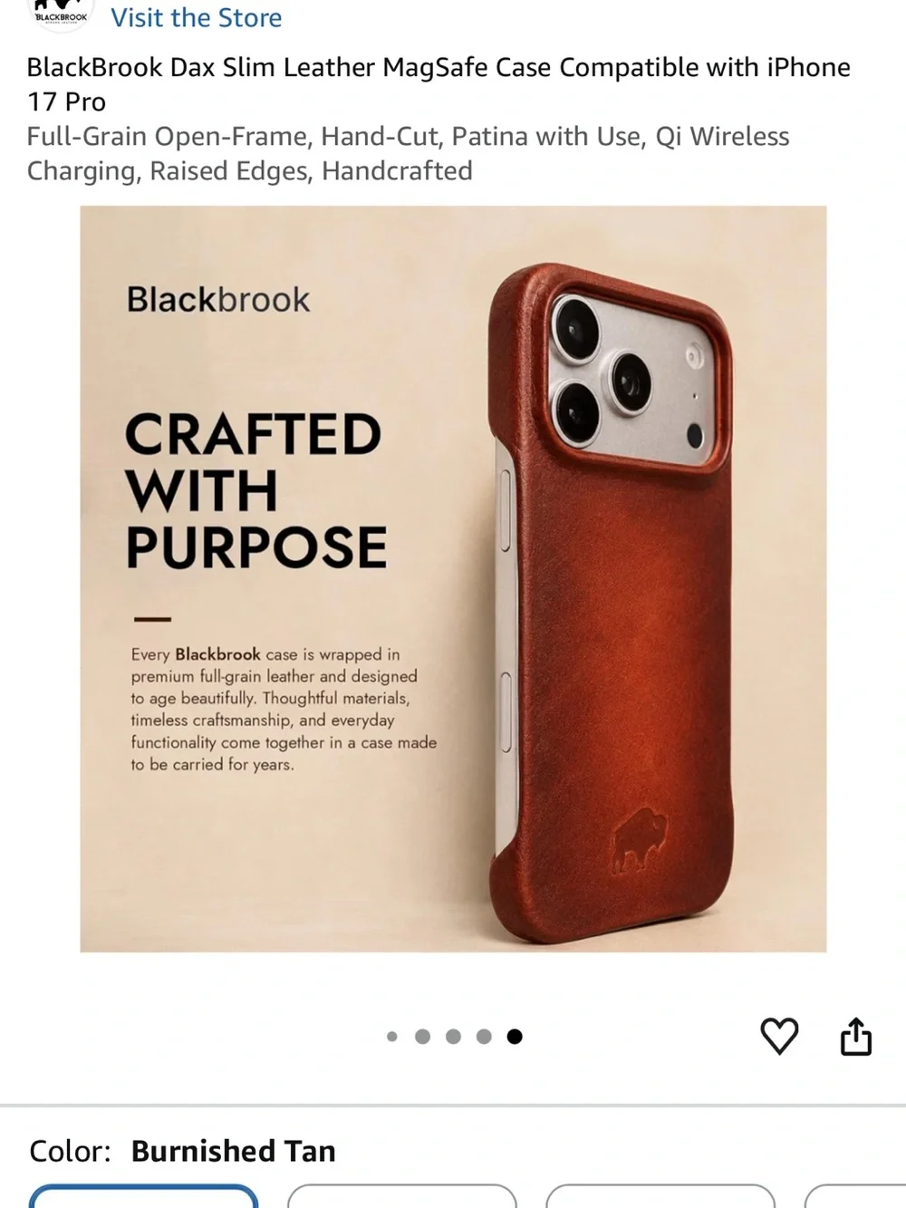 Dax Slim Leather MagSafe Case — Burnished Tan - iPhone 17 pro